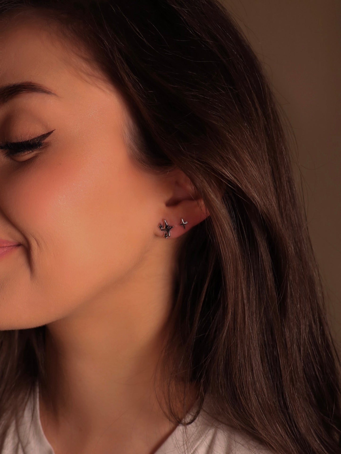 Silver Sparkle Stud Earrings