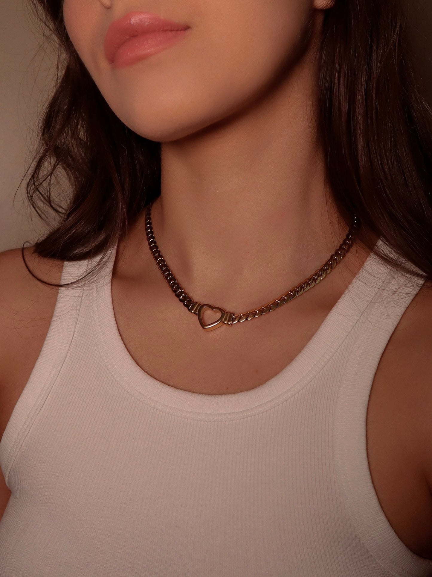 Gold Heart Chain Necklace