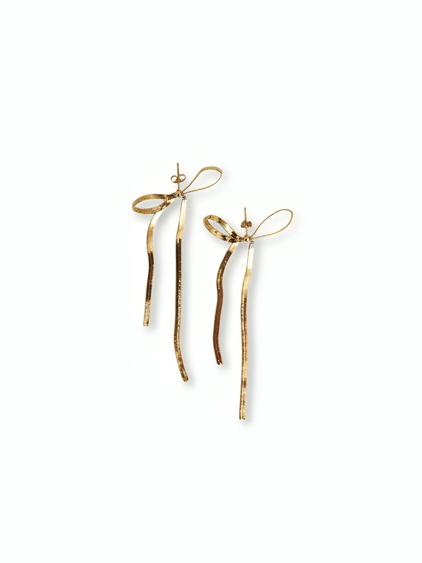 Gold Dangle Bow Earrings