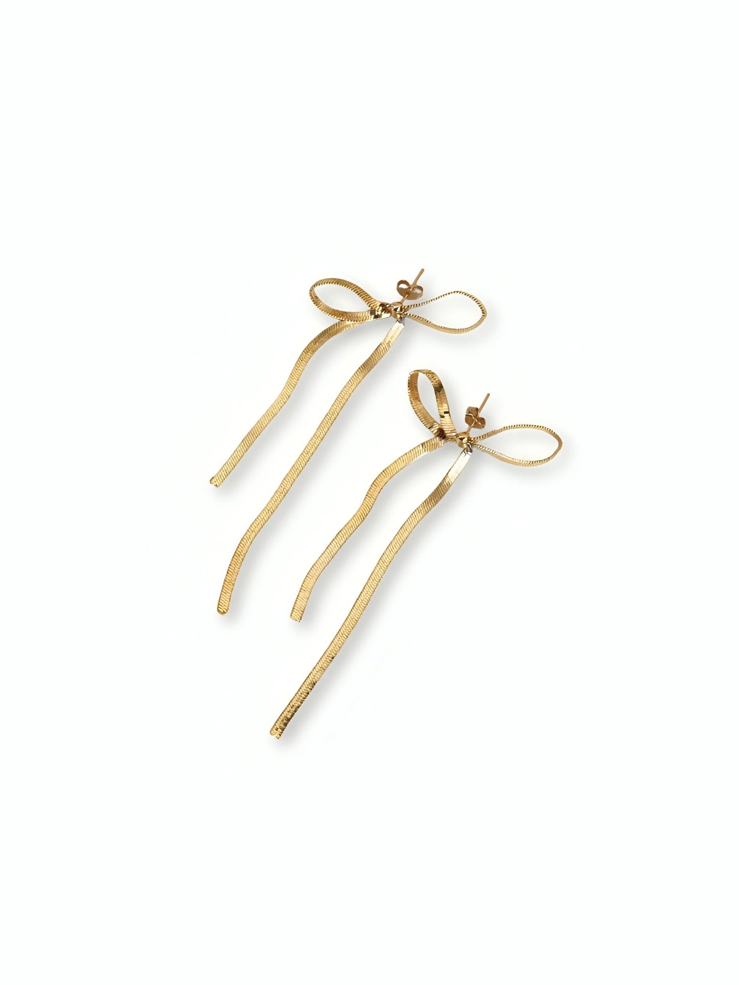 Gold Dangle Bow Earrings